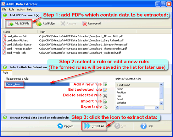 a-pdf data extract three steps